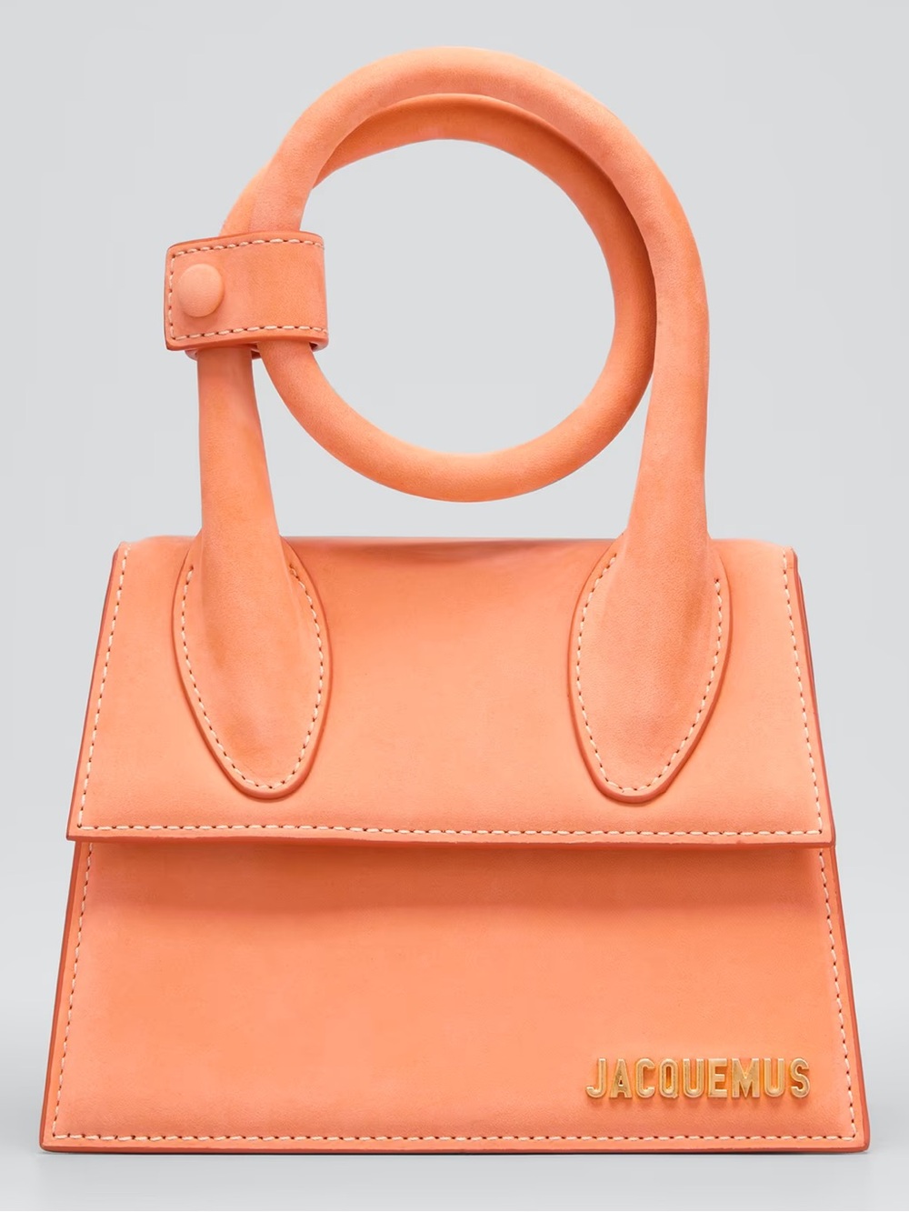 Jacquemus Orange suede Small Top-Handle Bag with Detachable Strap Like New